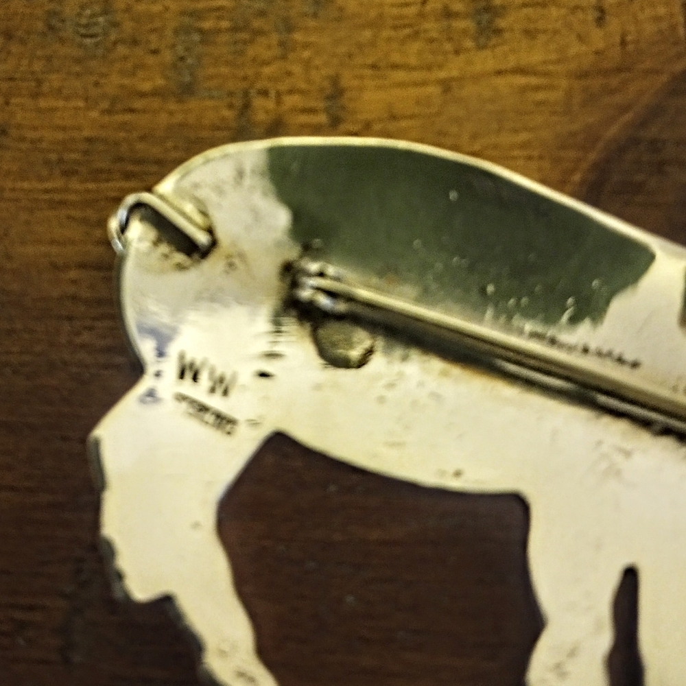 Signed Sterling Silver Pig Brooch - Picture 3 of 3